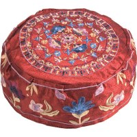 Yair Emanuel Embroidered Bucharian Kippah - Maroon Flowers