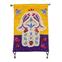 Yair Emanuel Small Wall Hanging - Multicolor Hamsa with Fish