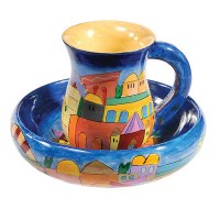 Yair Emanuel Wooden Mayim Achronim Set - Jerusalem