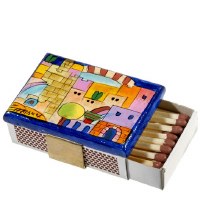 Yair Emanuel Matchbox Holder with Matchbox - Jerusalem Colorful / Tower of David