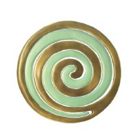 Yair Emanuel Aluminum Trivet Two Piece Swirl - Gold and Mint Green