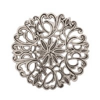 Yair Emanuel Aluminum Trivet Round Flower Design