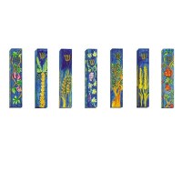 Yair Emanuel Set of Seven Large Wooden Mezuzahs 15cm - The Seven Species