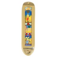 Yair Emanuel Brass and Wood Mezuzah 12cm - Jerusalem Gates