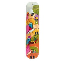 Yair Emanuel Round Wooden Mezuzah 15cm - Jerusalem Vistas