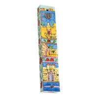 Yair Emanuel Square Wooden Mezuzah 15cm - Jerusalem Gates