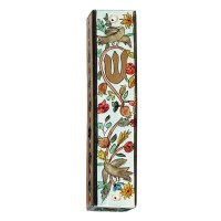 Yair Emanuel Square Wooden Mezuzah 15cm - Birds