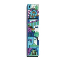 Yair Emanuel Square Wooden Mezuzah 12cm - Jerusalem Blue