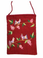 Yair Emanuel Embroidered Bag - Maroon Birds