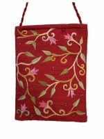 Yair Emanuel Embroidered Handbag - Maroon Flowers