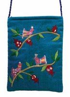 Yair Emanuel Embroidered Handbag - Turquoise Birds