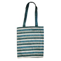 Yair Emanuel Blue Striped Applique Patches Bag