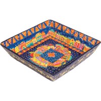 Yair Emanuel Paper Mache Bowl - Square Flat Extra Large - Jerusalem