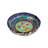 Yair Emanuel Paper Mache Bowl - Round Small - Colored Pomegranates