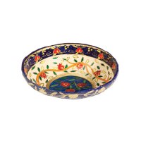 Yair Emanuel Paper Mache Bowl - Round Small - White Pomegranates
