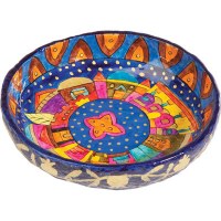 Yair Emanuel Paper Mache Bowl - Round Medium - Jerusalem