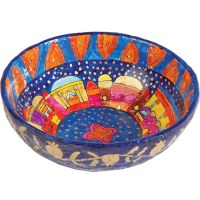 Yair Emanuel Paper Mache Bowl - Round Large - Jerusalem