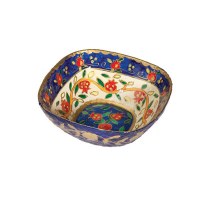 Yair Emanuel Paper Mache Bowl - Square Small - White Pomegranates