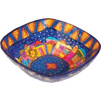 Yair Emanuel Paper Mache Bowl - Square Large - Jerusalem