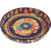 Yair Emanuel Paper Mache Bowl - Round Flat Large - Jerusalem