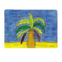 Yair Emanuel Wooden Handpainted Placemat - Palm Tree
