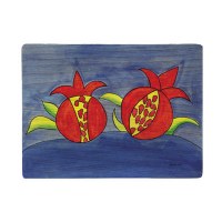 Yair Emanuel Wooden Handpainted Placemat - Pomegranates