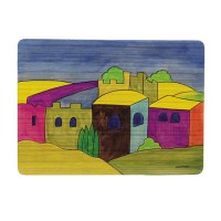 Yair Emanuel Wooden Handpainted Placemat - Buildings