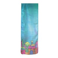 Yair Emanuel Painted Silk Scarf Small - Jerusalem Light Blue