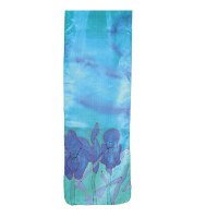 Yair Emanuel Painted Silk Scarf Small - Flowers Turquoise
