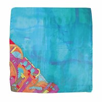 Yair Emanuel Painted Silk Scarf Square - Jerusalem Light Blue