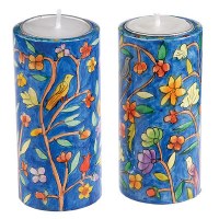Yair Emanuel Large Round Candlesticks - Oriental