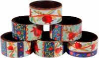 Yair Emanuel Set of Six Wood Printed Napkin Rings - Pomegranates