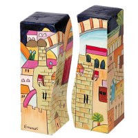 Yair Emanuel Wooden Handpainted Salt and Pepper Shaker - Jerusalem