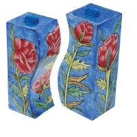 Yair Emanuel Wooden Handpainted Salt and Pepper Shaker - Roses