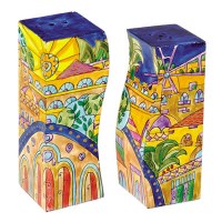 Yair Emanuel Wooden Handpainted Salt and Pepper Shaker - Oriental Jerusalem