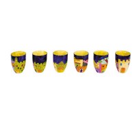 Yair Emanuel Wooden Cups Small Jerusalem Night Design Set of Six