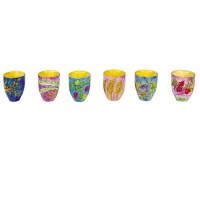 Yair Emanuel Set of Six Small Wooden Cups - The Seven Species