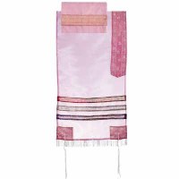 Yair Emanuel Organza Tallit - Pink 17"x 72"