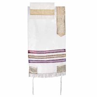 Yair Emanuel Organza Tallit - White and Gold 17" x 72"