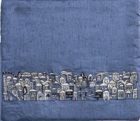 Yair Emanuel Blue Tallit Bag - Jerusalem with Black