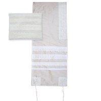 Yair Emanuel Lace Embroidered Tallit - Light 16" x 70"