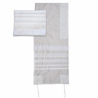 Yair Emanuel Lace Embroidered Tallit - Dark 16" x 70"