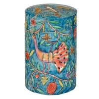 Yair Emanuel Round Tzedakah Box - Peacocks