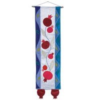 Yair Emanuel Long Wall Hanging Pomegranates Design Blue