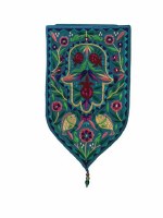 Yair Emanuel Small Shield Tapestry Hamsa - Teal