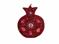 Yair Emanuel Embroidered Wall Decoration - Red Pomegranate