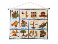 Yair Emanuel Twelve Tribes in English Wall Hanging - White