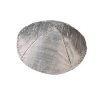 Yair Emanuel Raw Silk Kippah - Silver