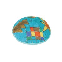 Yair Emanuel Silk Painted Kippah - Turquoise Tribes
