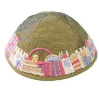 Yair Emanuel Gold Embroidered Kippah - Jerusalem